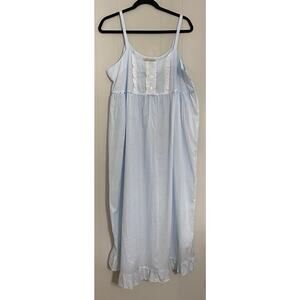 Laura Ashley Blue White Gingham Maxi Sundress Ruffles Ribbon Bow 100% Cotton Med